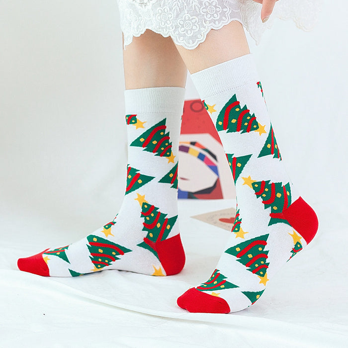 Wholesale Socks Cotton Christmas Snowflake Cane Pattern MOQ≥3 JDC-SK-JTeng004