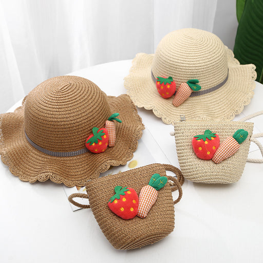 Jewelry WholesaleWholesale Children Straw Hat Beach Hat Bag Set JDC-FH-Weilan001 Fashionhat 微蓝 %variant_option1% %variant_option2% %variant_option3%  Factory Price JoyasDeChina Joyas De China