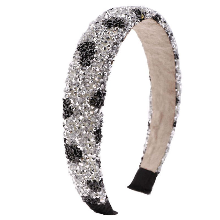 Wholesale Gold Leopard Print Headband High Grade Diamond Sponge JDC-HD-Dangxi001