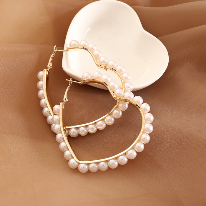 Wholesale pearl heart earrings MOQ≥2 JDC-ES-Bingm025