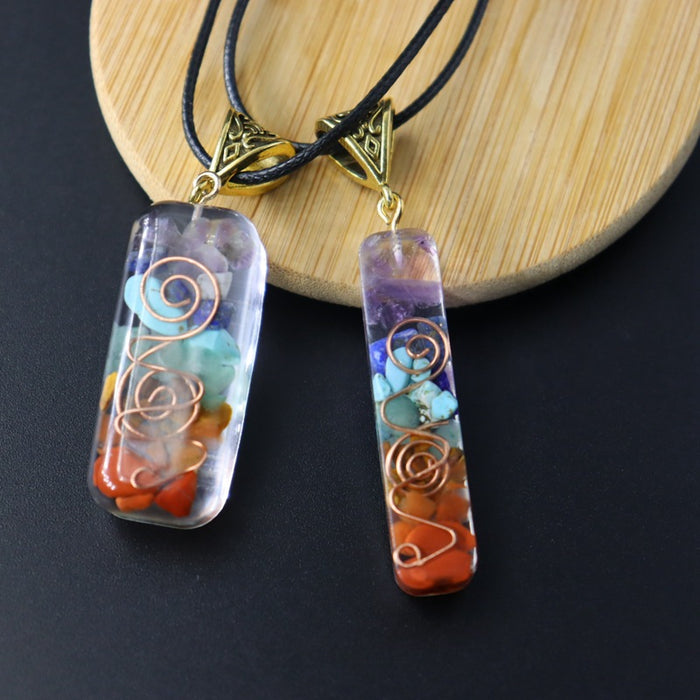 Wholesale Natural Colorful Gravel Necklace Resin Glue Wrapped JDC-NE-Xinyue004