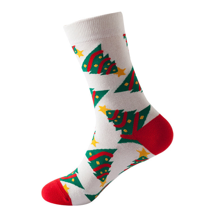 Wholesale Socks Cotton Christmas Snowflake Cane Pattern MOQ≥3 JDC-SK-JTeng004