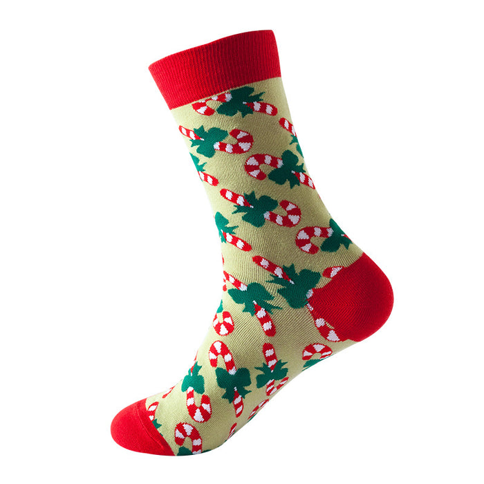 Wholesale Socks Cotton Christmas Snowflake Cane Pattern MOQ≥3 JDC-SK-JTeng004