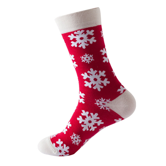 Wholesale Socks Cotton Christmas Snowflake Cane Pattern MOQ≥3 JDC-SK-JTeng004