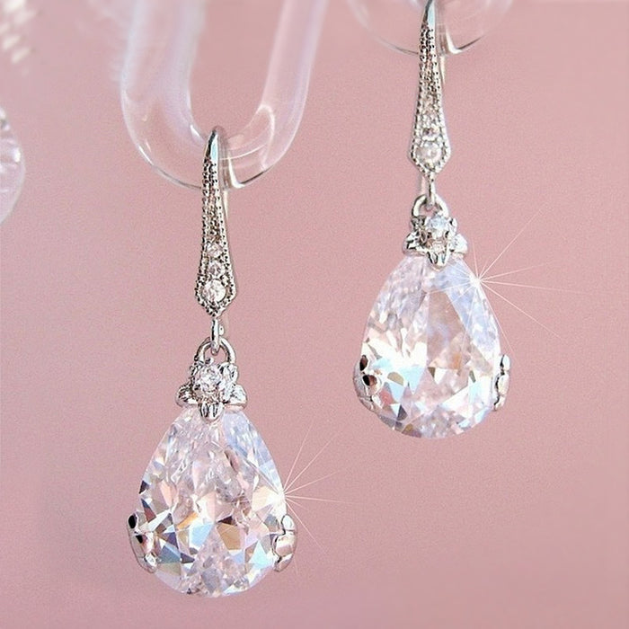 Wholesale Earrings Copper Zircon Drop Shape MOQ≥2 JDC-PREMCAOS-ES-013