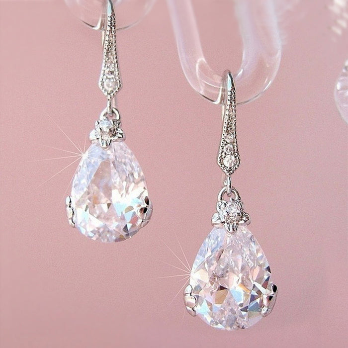 Wholesale Earrings Copper Zircon Drop Shape MOQ≥2 JDC-PREMCAOS-ES-013