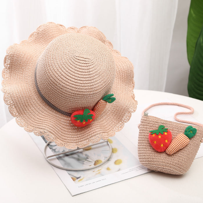 Jewelry WholesaleWholesale Children Straw Hat Beach Hat Bag Set JDC-FH-Weilan001 Fashionhat 微蓝 %variant_option1% %variant_option2% %variant_option3%  Factory Price JoyasDeChina Joyas De China