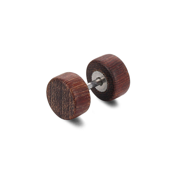 Wholesale wood barbell round cake earrings pear MOQ≥2 JDC-ES-qiany002