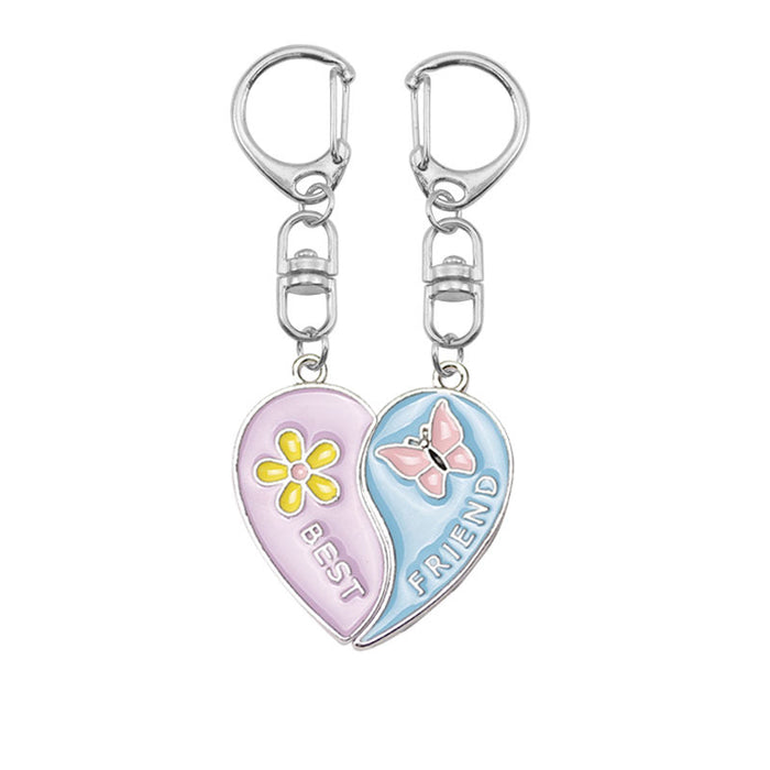 Jewelry WholesaleWholesale Good Friends Love Stitching Alloy Flower Butterfly Heart Keychain JDC-KC-TianG015 Keychains 天高 %variant_option1% %variant_option2% %variant_option3%  Factory Price JoyasDeChina Joyas De China