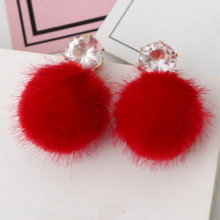 Wholesale Earrings Alloy Hair Balls Set with Crystal MOQ≥2 JDC-ES-GYUE001