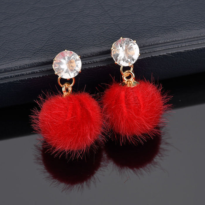 Wholesale Earrings Alloy Hair Balls Set with Crystal MOQ≥2 JDC-ES-GYUE001