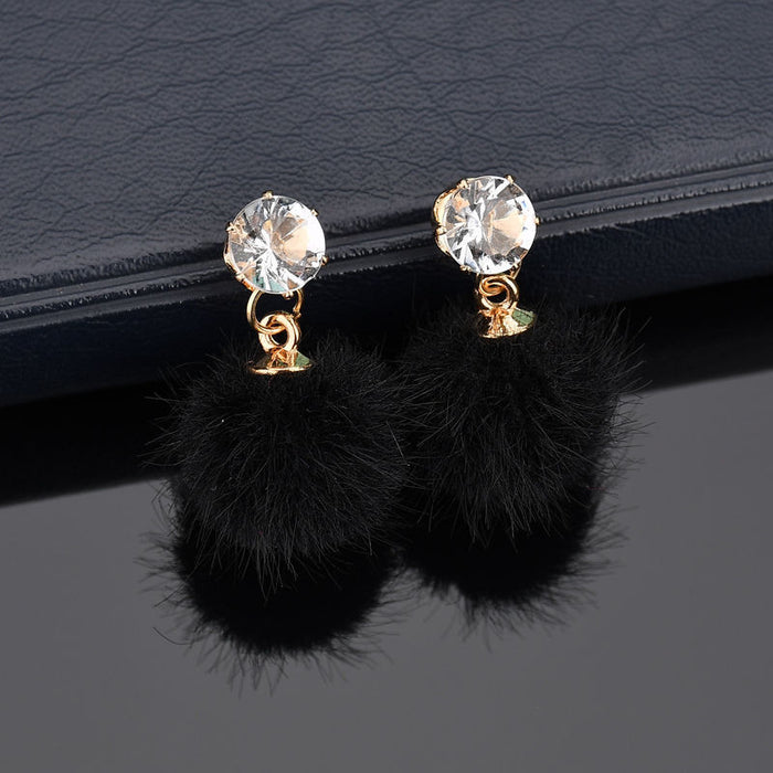 Wholesale Earrings Alloy Hair Balls Set with Crystal MOQ≥2 JDC-ES-GYUE001