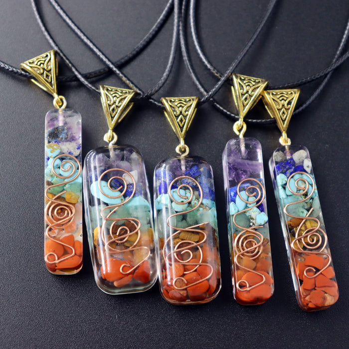 Wholesale Natural Colorful Gravel Necklace Resin Glue Wrapped JDC-NE-Xinyue004