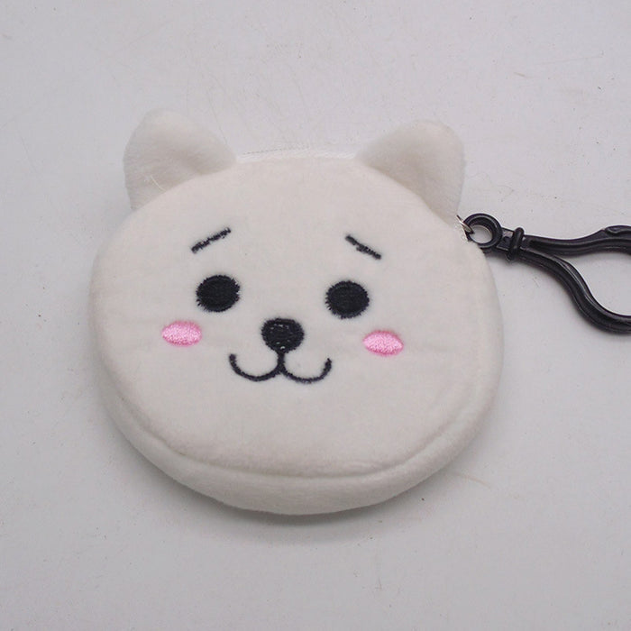 Wholesale cartoon embroidered plush coin purse with hook JDC-WT-YueC004