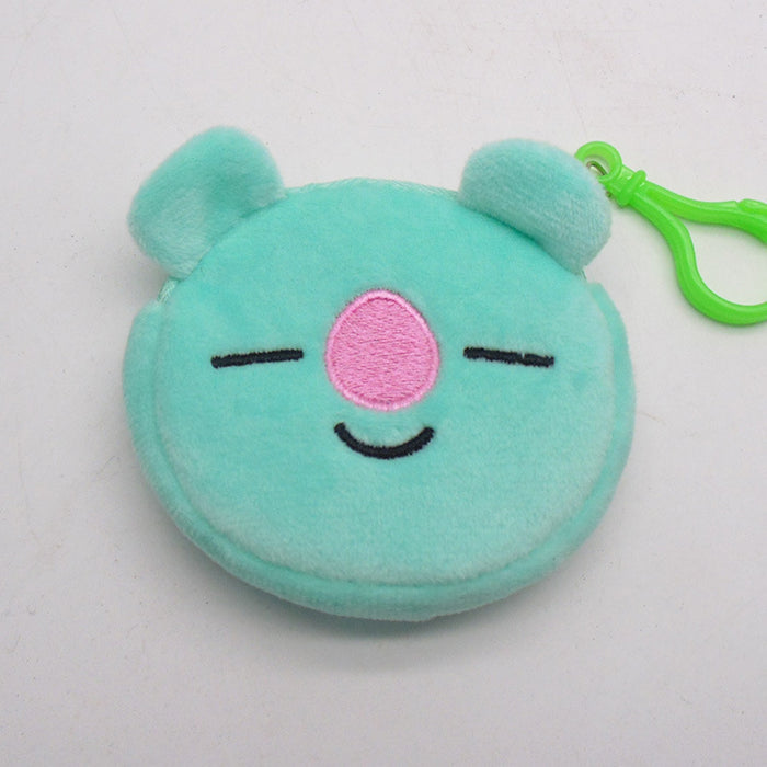 Wholesale cartoon embroidered plush coin purse with hook JDC-WT-YueC004