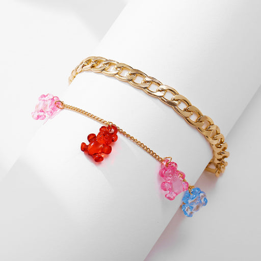 Jewelry WholesaleWholesale retro simple Cartoon Bear Pendant multi-layer Anklet JDC-AS-Xy263 Anklet 晓茵 %variant_option1% %variant_option2% %variant_option3%  Factory Price JoyasDeChina Joyas De China