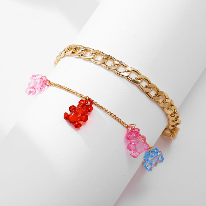 Jewelry WholesaleWholesale retro simple Cartoon Bear Pendant multi-layer Anklet JDC-AS-Xy263 Anklet 晓茵 %variant_option1% %variant_option2% %variant_option3%  Factory Price JoyasDeChina Joyas De China