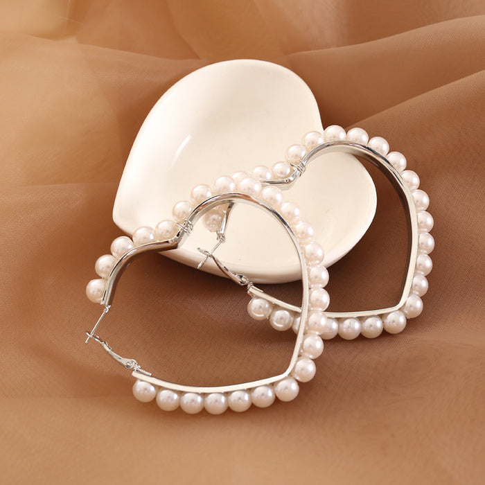 Wholesale pearl heart earrings MOQ≥2 JDC-ES-Bingm025