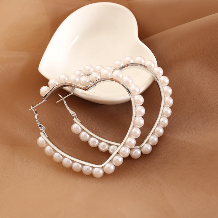 Wholesale pearl heart earrings MOQ≥2 JDC-ES-Bingm025