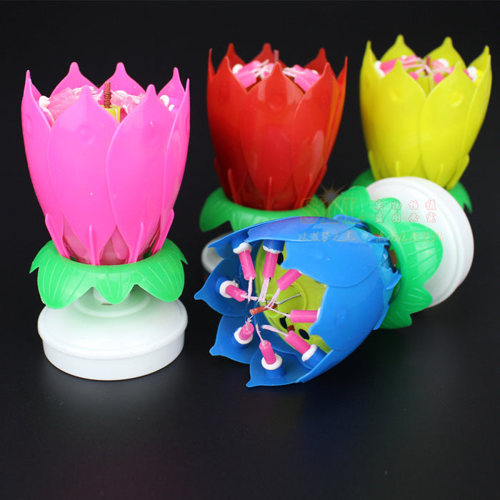 Wholesale Happy Birthday Music Spinning Electronic Lotus Candle JDC-CD-WCheng001