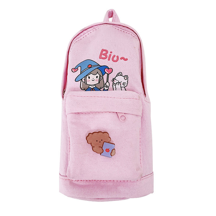 Wholesale Canvas School Bag Shape Pencil Bags MOQ≥2 JDC-PB-Yilan001