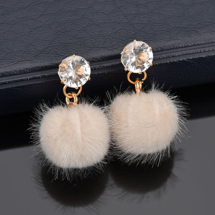 Wholesale Earrings Alloy Hair Balls Set with Crystal MOQ≥2 JDC-ES-GYUE001