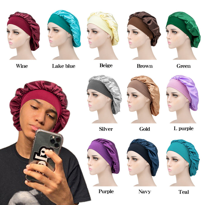 Wholesale Solid Color Wide Brim Stretch Night Cap Hair Care Beauty Shower Cap JDC-FH-MuSi001