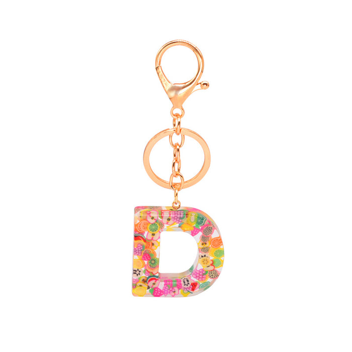 Wholesale Resin 26 English Alphabet Fruit Series Keychain JDC-KC-YiWa017