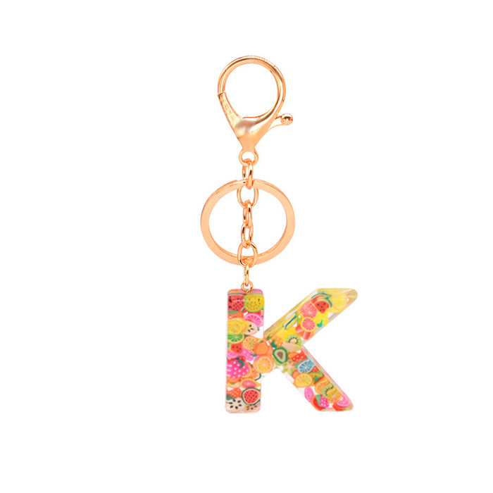Wholesale Resin 26 English Alphabet Fruit Series Keychain JDC-KC-YiWa017