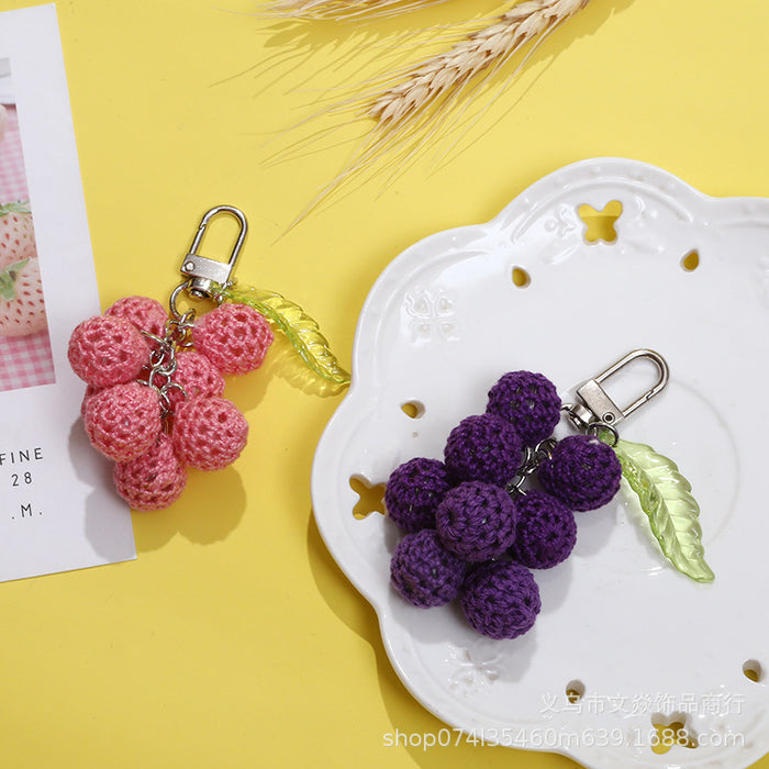 Wholesale knitted wool Kyoho grape keychain MOQ≥3 JDC-KC-WYan014