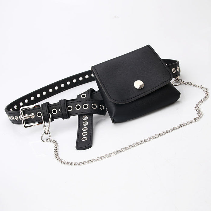 Wholesale hip hop style wild chain small waist bag belt JDC-WB-KuP008