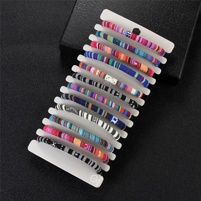 Wholesale Cool Braided Mixed Color Fabric Bracelets Pack of 12 JDC-BT-ZheQ012