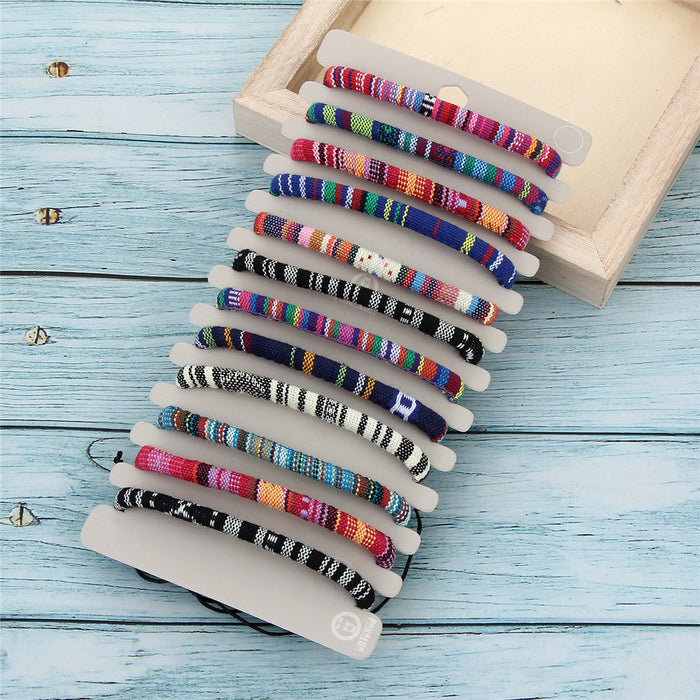 Wholesale Cool Braided Mixed Color Fabric Bracelets Pack of 12 JDC-BT-ZheQ012