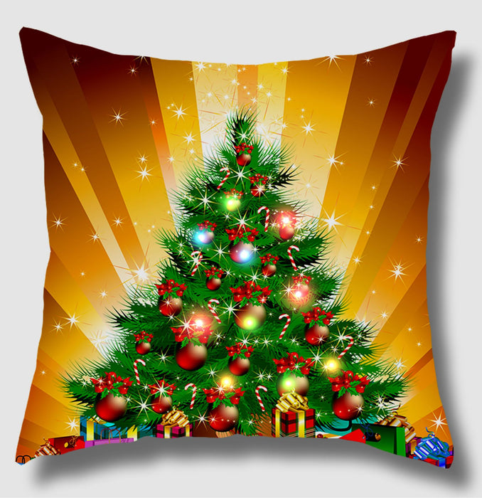 Wholesale Pillow Cover Lantern Santa Elk LED Light Printing Short Plush MOQ≥3 JDC-PW-Yifan002