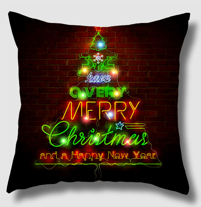 Wholesale Pillow Cover Lantern Santa Elk LED Light Printing Short Plush MOQ≥3 JDC-PW-Yifan002