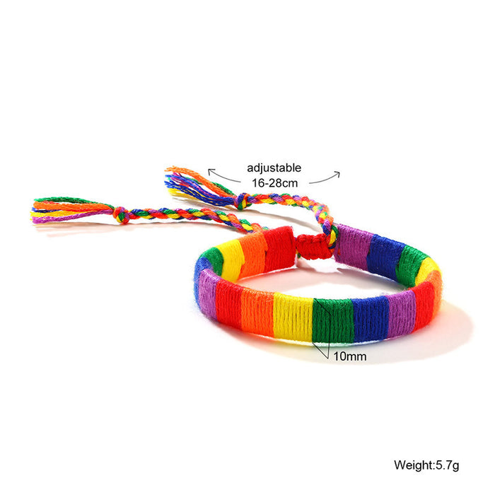 Wholesale Rainbow Hand Braided Bracelet Knotted Bracelet Gay Colored Rope Braided Adjustable JDC-BT-QuanS001