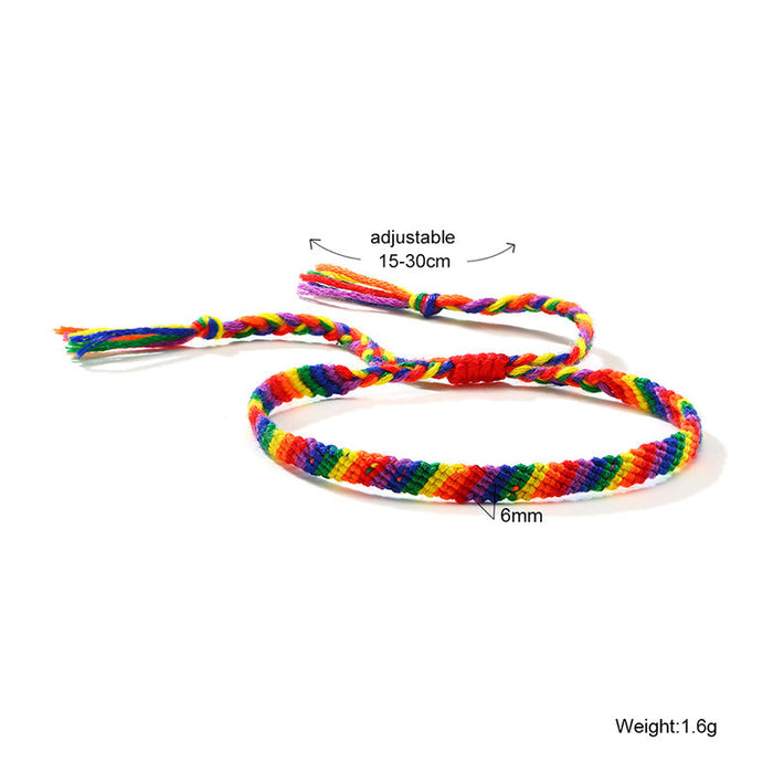 Wholesale Rainbow Hand Braided Bracelet Knotted Bracelet Gay Colored Rope Braided Adjustable JDC-BT-QuanS001