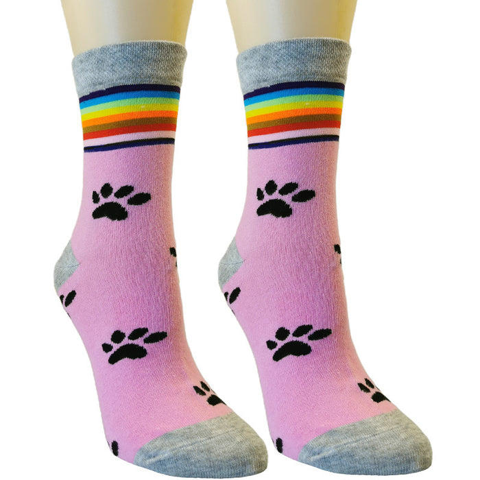 Wholesale Socks Cotton Cute Footprint Rainbow Socks MOQ≥3 JDC-SK-XQ016