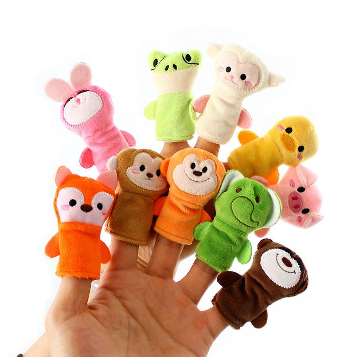 Wholesale fidgets toy plush fabric cartoon animal finger puppet 10pcs JDC-FT-DaiL002