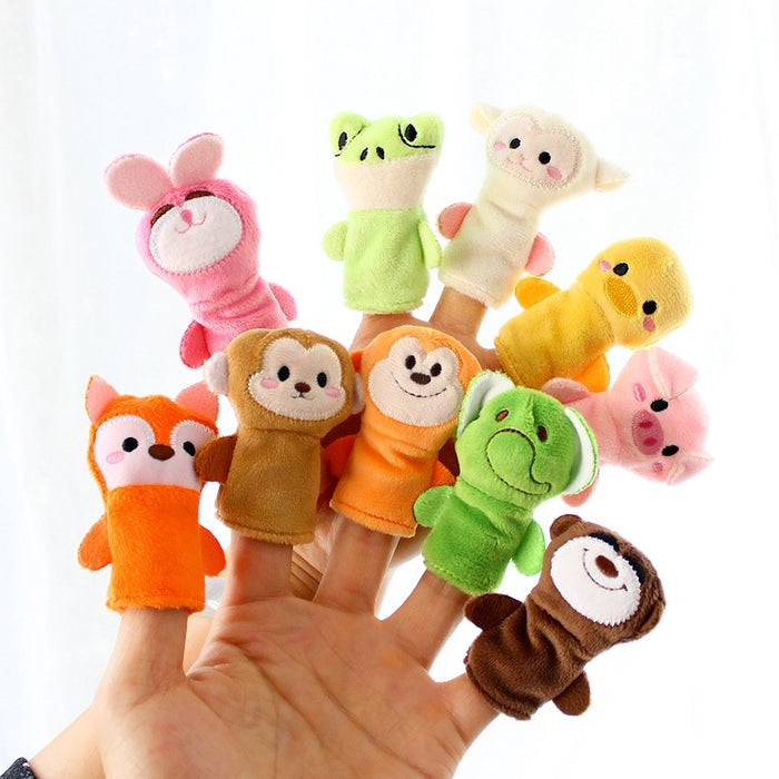 Wholesale fidgets toy plush fabric cartoon animal finger puppet 10pcs JDC-FT-DaiL002