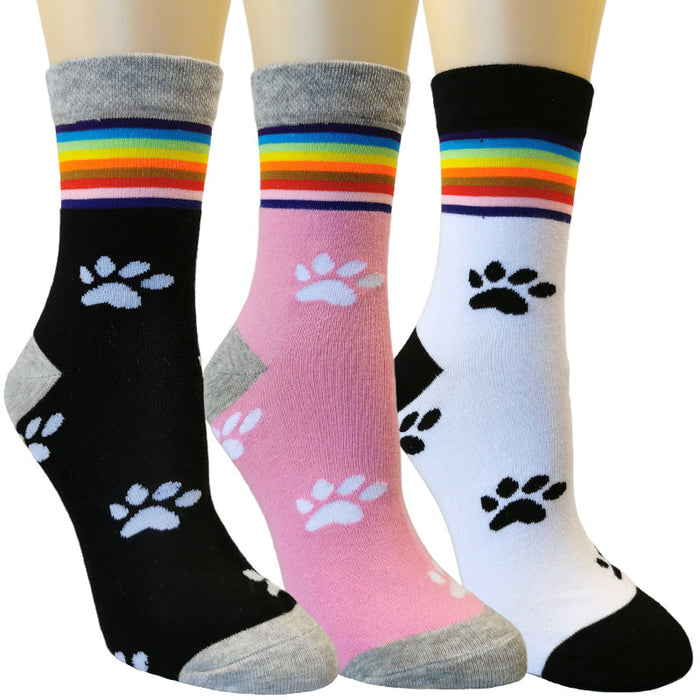 Wholesale Socks Cotton Cute Footprint Rainbow Socks MOQ≥3 JDC-SK-XQ016