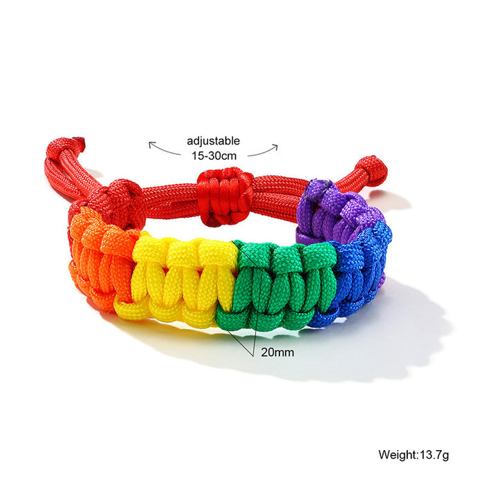 Wholesale Rainbow Hand Braided Bracelet Knotted Bracelet Gay Colored Rope Braided Adjustable JDC-BT-QuanS001