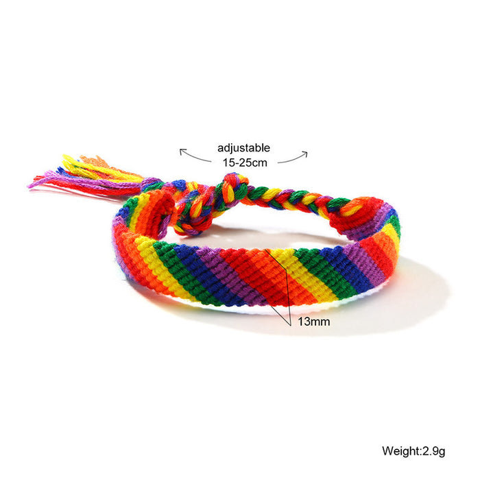 Wholesale Rainbow Hand Braided Bracelet Knotted Bracelet Gay Colored Rope Braided Adjustable JDC-BT-QuanS001