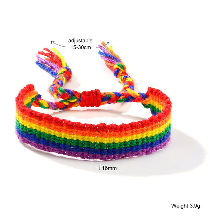 Wholesale Rainbow Hand Braided Bracelet Knotted Bracelet Gay Colored Rope Braided Adjustable JDC-BT-QuanS001