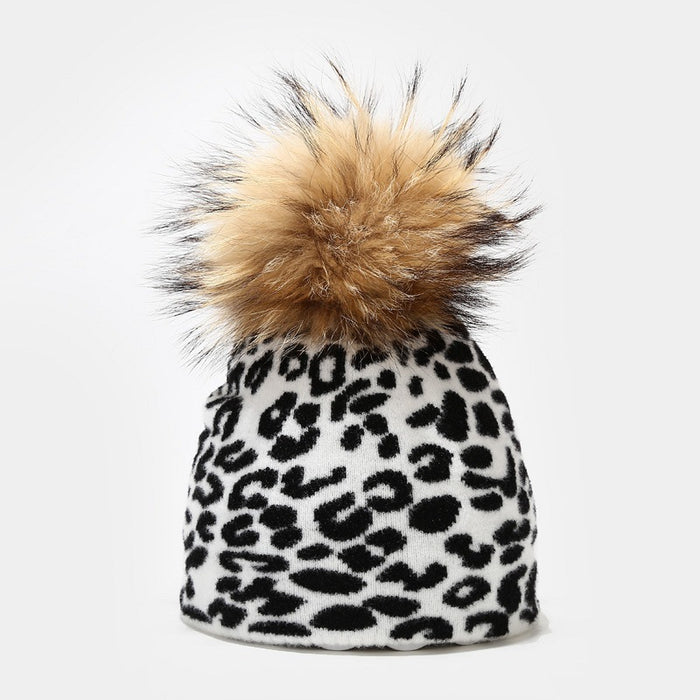 Wholesale Hat Wool Warm Winter Cow Leopard Pattern Knitted Hat JDC-FH-LvYi048