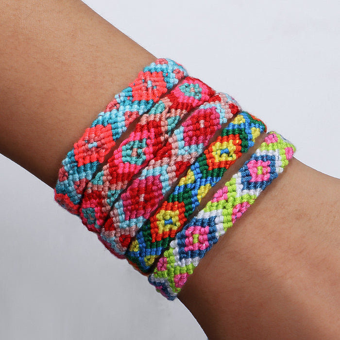 Wholesale boho hand woven cotton cord bracelet MOQ≥3 JDC-BT-QiuX015