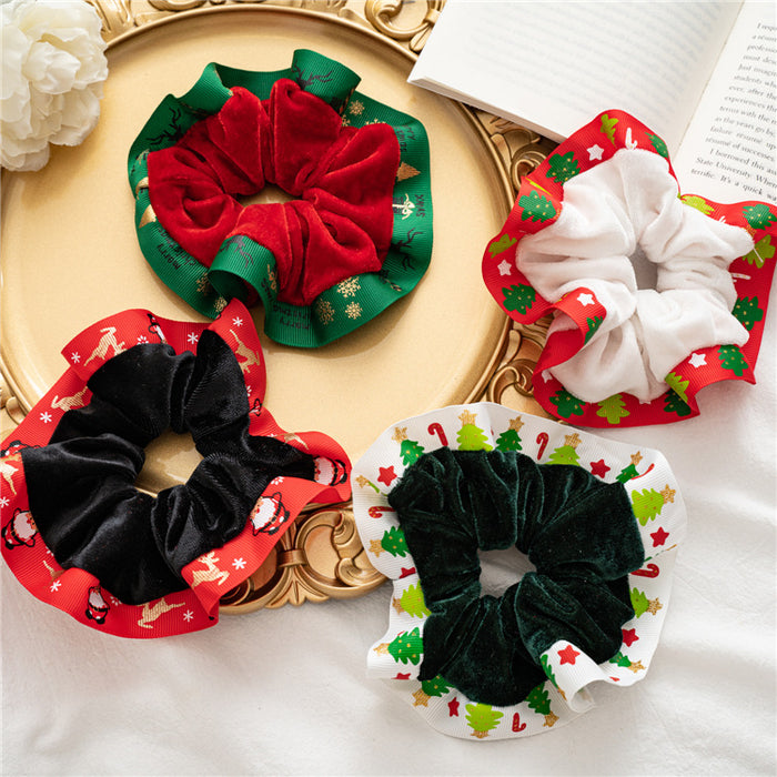 Wholesale Hair Scrunchies Flannel Christmas JDC-HS-ST014