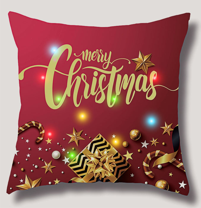 Wholesale Pillow Cover Lantern Santa Elk LED Light Printing Short Plush MOQ≥3 JDC-PW-Yifan002