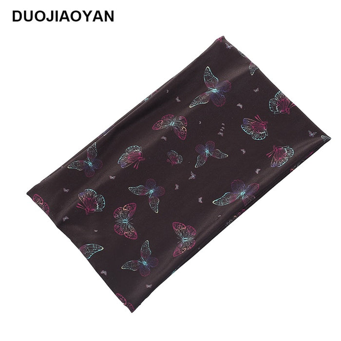 Wholesale Stretch Color Big Butterfly Print Sports Wide Hairband Absorb Sweat MOQ≥3 JDC-HD-Jiaoy004