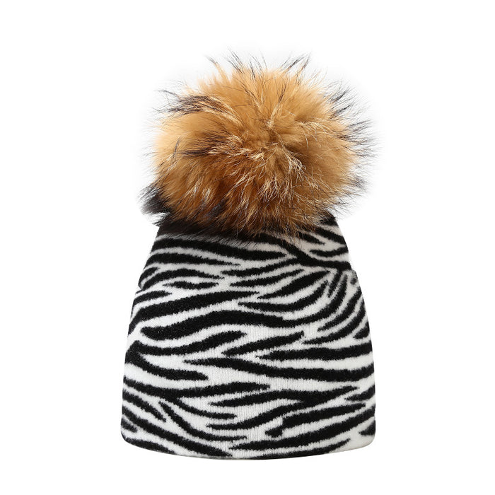 Wholesale Hat Wool Warm Winter Cow Leopard Pattern Knitted Hat JDC-FH-LvYi048